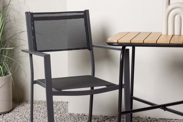 Holmbeck hagesett bord, 2 stoler  natur,svart.