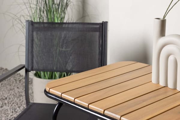 Holmbeck hagesett bord, 2 stoler  natur,svart.