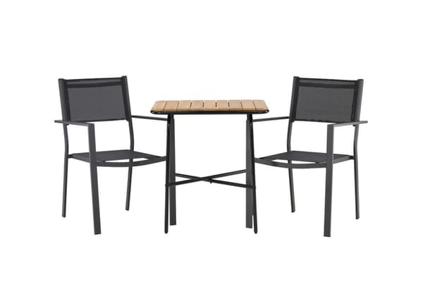 Holmbeck hagesett bord, 2 stoler  natur,svart.