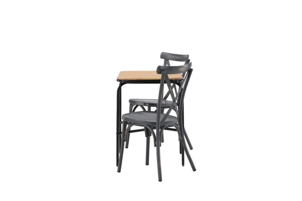 Holmbeck hagesett bord, 2 stoler  natur,mørkegrå.