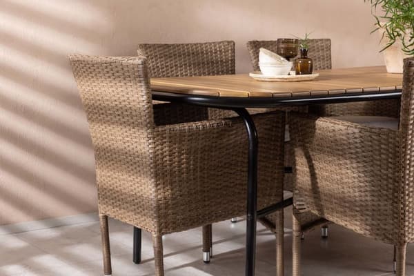 Holmbeck hagesett bord 90x200cm natur, 6 stoler Malina natur.
