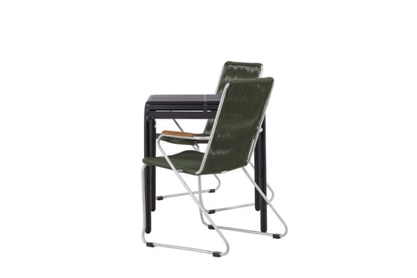 Borneo trädgård set bord, 2 stolar svart,grön.