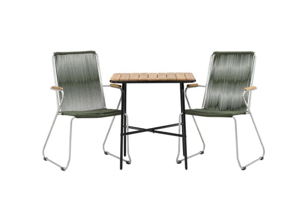 Holmbeck trädgård set bord, 2 stolar natur,grön.