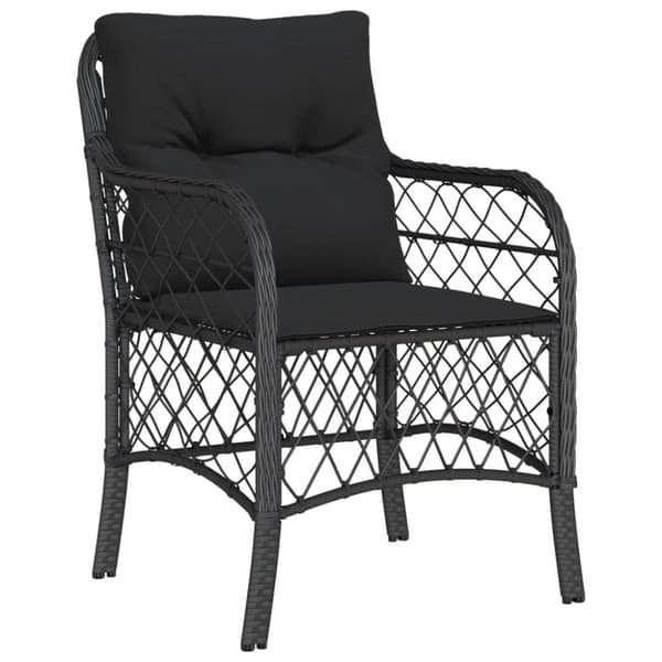 vidaXL spisebordssæt til haven 7 dele med hynder polyrattan sort