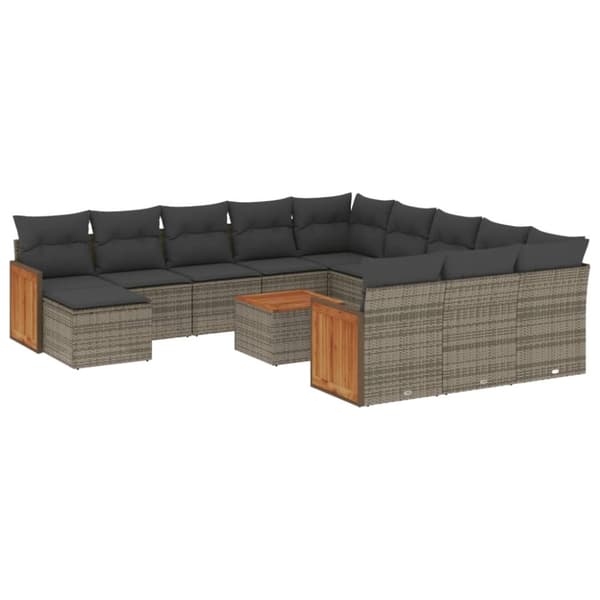 vidaXL sofasæt til haven 13 dele med hynder polyrattan grå