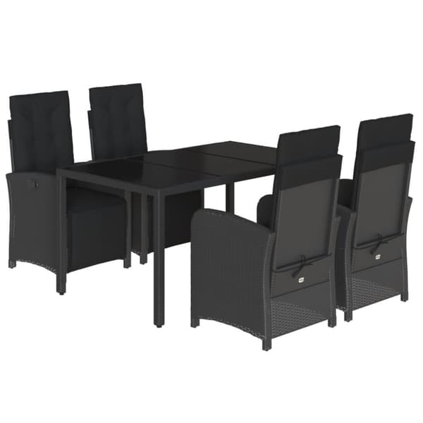 vidaXL Hagespisegruppe med puter 5 deler svart polyrotting