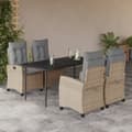 Miniatyrbillede 1 af 10: vidaXL spisebordssæt til haven 5 dele med hynder polyrattan beige