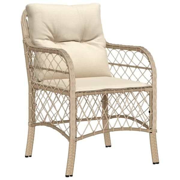 vidaXL spisebordssæt til haven 5 dele med hynder polyrattan beige