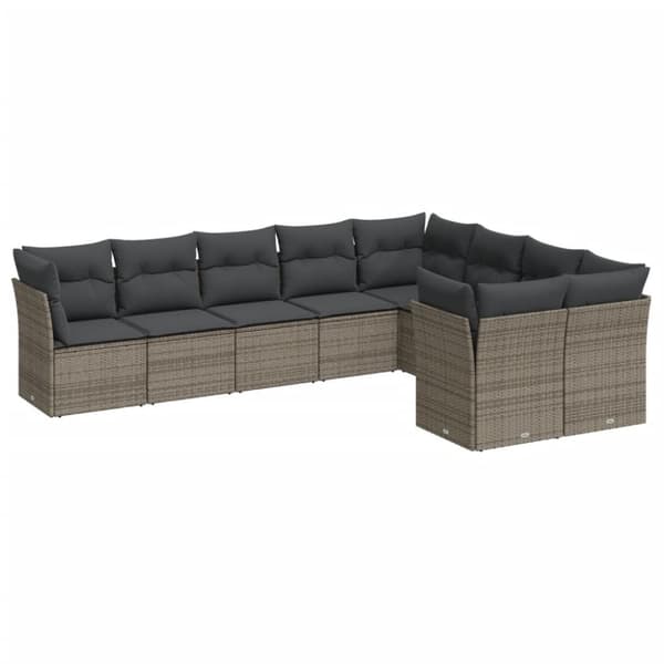 vidaXL sofasæt til haven 9 dele med hynder polyrattan grå