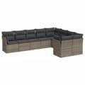 Miniatyrbillede 1 af 3: vidaXL sofasæt til haven 9 dele med hynder polyrattan grå
