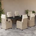 Miniatyrbillede 10 af 10: vidaXL spisebordssæt til haven 7 dele med hynder polyrattan beige