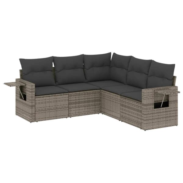vidaXL sofasæt 5 dele med hynder polyrattan grå