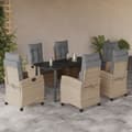 Miniatyrbillede 10 af 10: vidaXL spisebordssæt til haven 7 dele med hynder polyrattan beige