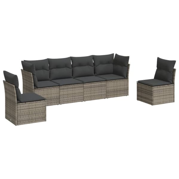 vidaXL sofasæt til haven 6 dele med hynder polyrattan grå