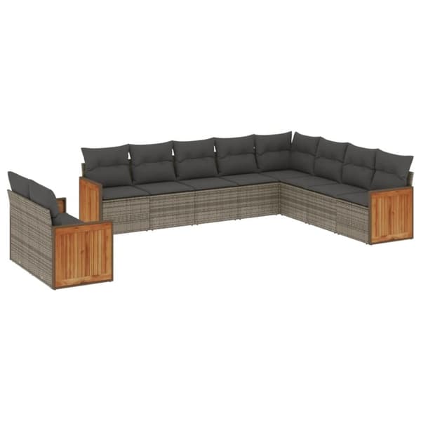 vidaXL sofasæt til haven 10 dele med hynder polyrattan grå