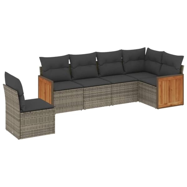 vidaXL sofasæt til haven 6 dele med hynder polyrattan grå