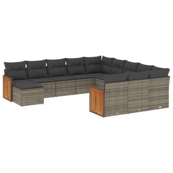 vidaXL sofasæt til haven 12 dele med hynder polyrattan grå