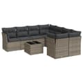 Miniatyrbillede 1 af 3: vidaXL sofasæt til haven 9 dele med hynder polyrattan grå