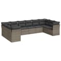 Miniatyrbillede 1 af 3: vidaXL sofasæt til haven 10 dele med hynder polyrattan grå