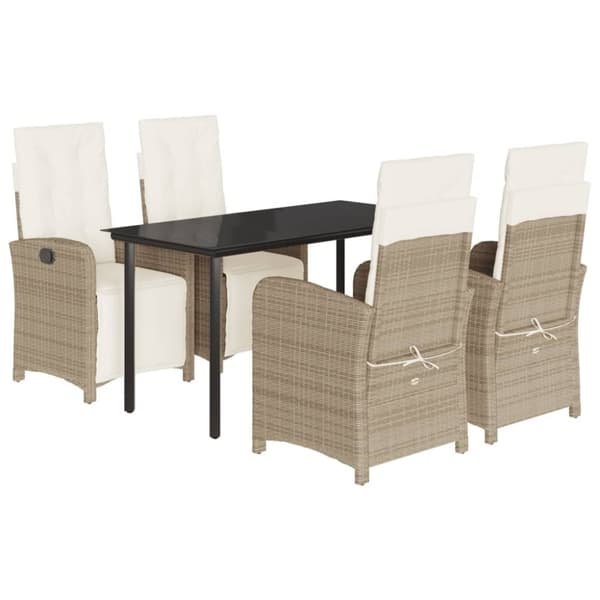 vidaXL Hagespisegruppe med puter 5 deler polyrotting beige