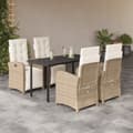 Miniatyrbilde 1 av 10: vidaXL Hagespisegruppe med puter 5 deler polyrotting beige