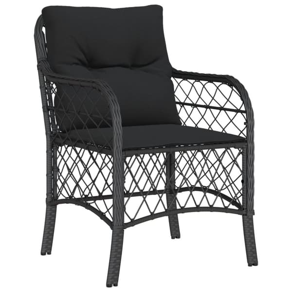 vidaXL spisebordssæt til haven 5 dele med hynder polyrattan sort