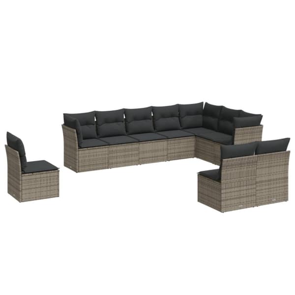 vidaXL sofasæt til haven 10 dele med hynder polyrattan grå