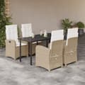 Miniatyrbillede 2 af 11: vidaXL spisebordssæt til haven 5 dele med hynder polyrattan beige