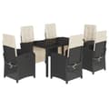 Miniatyrbilde 2 av 10: vidaXL Hagespisegruppe med puter 7 deler polyrotting svart