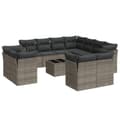 Miniatyrbillede 1 af 3: vidaXL sofasæt til haven 12 dele med hynder polyrattan grå