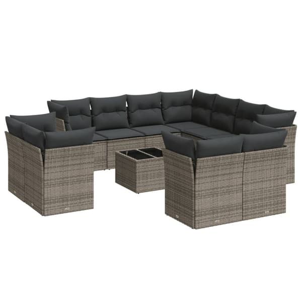 vidaXL sofasæt til haven 12 dele med hynder polyrattan grå