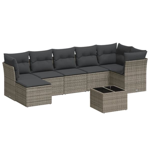 vidaXL sofasæt til haven 8 dele med hynder polyrattan grå