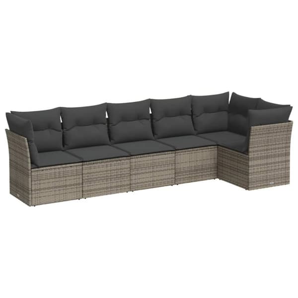 vidaXL sofasæt til haven 6 dele med hynder polyrattan grå