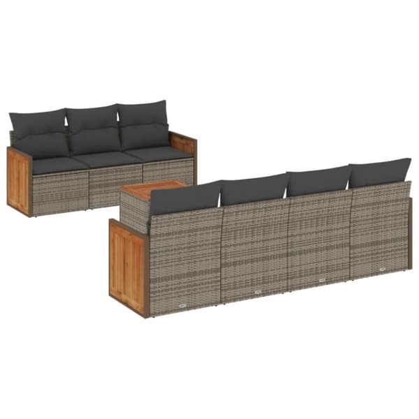 vidaXL sofasæt til haven 8 dele med hynder polyrattan grå