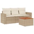 Miniatyrbillede 1 af 3: vidaXL sofasæt til haven 4 dele med hynder polyrattan beige