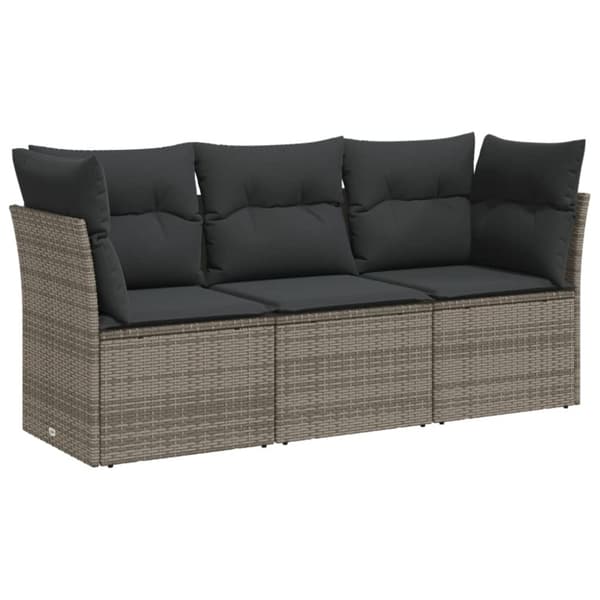 vidaXL havesofasæt 3 dele med hynder polyrattan grå