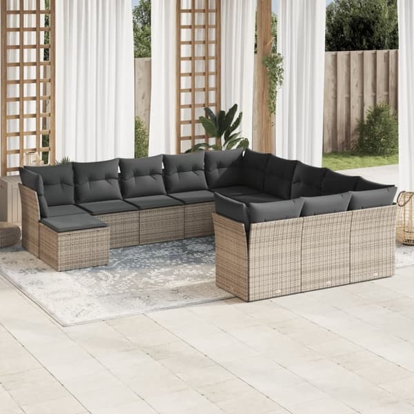 vidaXL sofasæt til haven 12 dele med hynder polyrattan grå