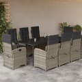 Miniatyrbillede 1 af 11: vidaXL spisebordssæt til haven 9 dele med hynder polyrattan lysegrå