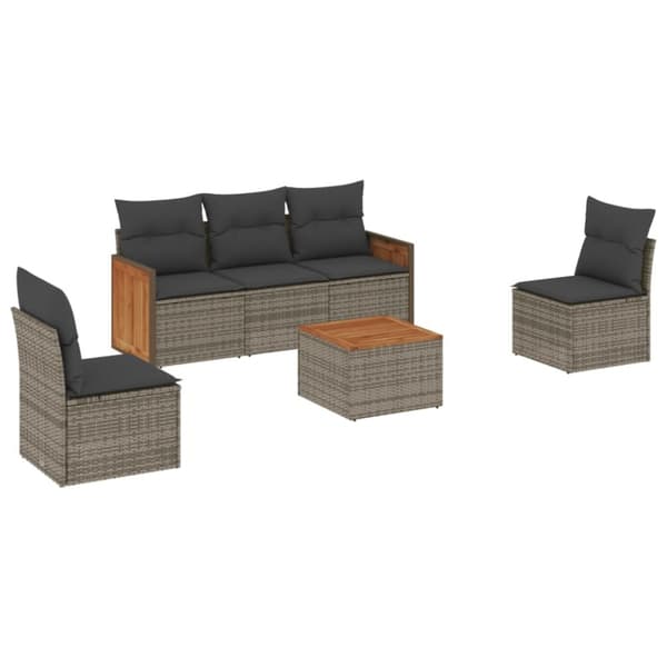 vidaXL sofasæt til haven 6 dele med hynder polyrattan grå