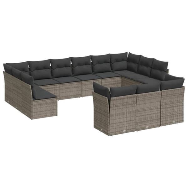 vidaXL sofasæt til haven 13 dele med hynder polyrattan grå