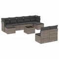 Miniatyrbillede 1 af 3: vidaXL sofasæt til haven 10 dele med hynder polyrattan grå