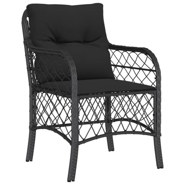 vidaXL Caféset med dynor 3 delar svart konstrotting