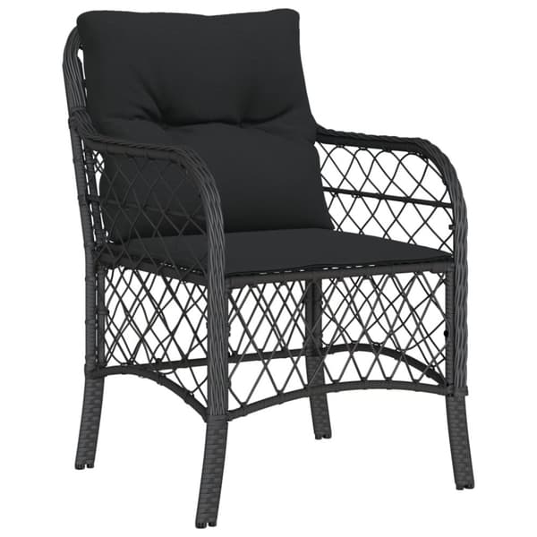 vidaXL spisebordssæt til haven 5 dele med hynder polyrattan sort