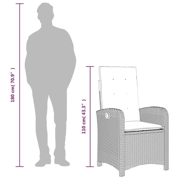vidaXL spisebordssæt til haven 7 dele med hynder polyrattan lysegrå