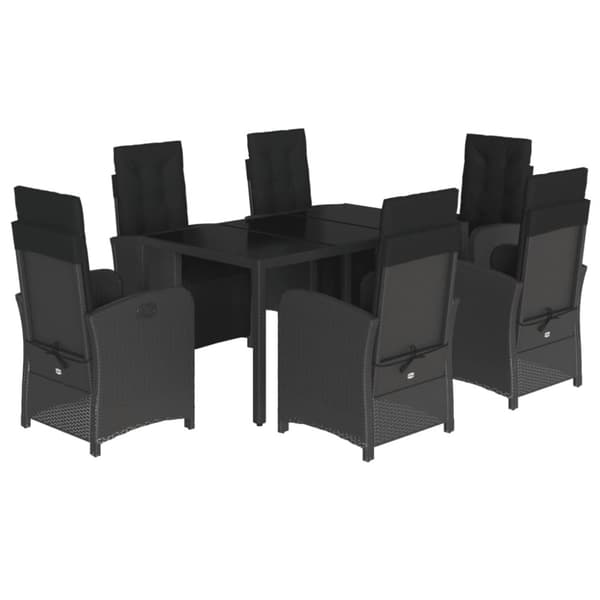 vidaXL Hagespisegruppe med puter 7 deler polyrotting svart
