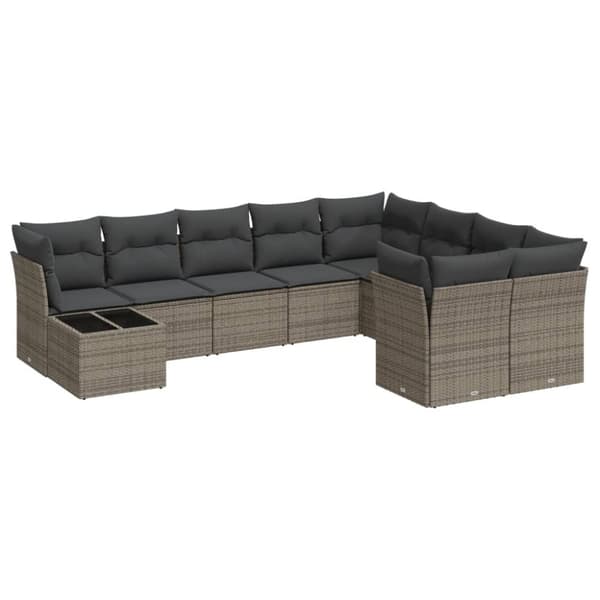 vidaXL sofasæt til haven 10 dele med hynder polyrattan grå
