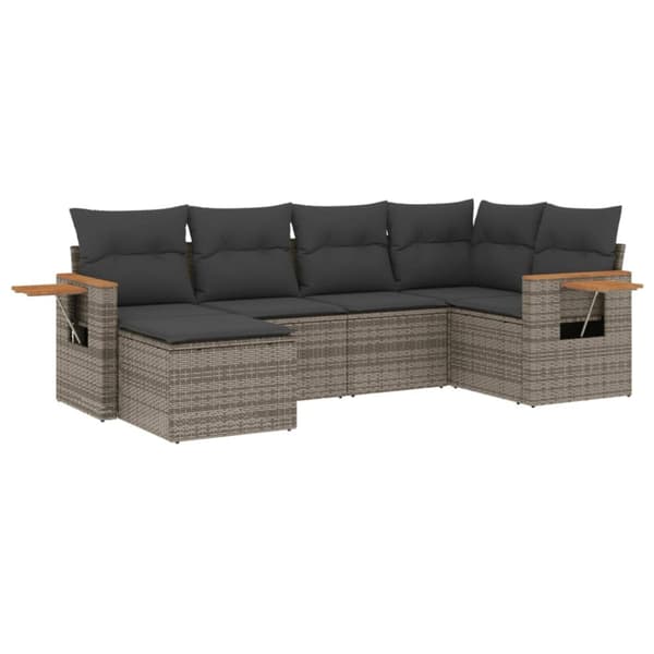 vidaXL sofasæt til haven 6 dele med hynder polyrattan grå