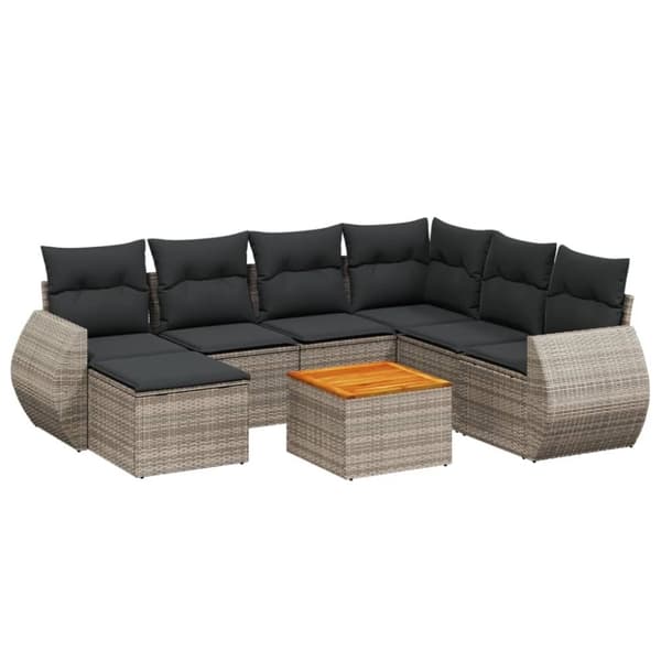 vidaXL sofasæt til haven 8 dele med hynder polyrattan grå