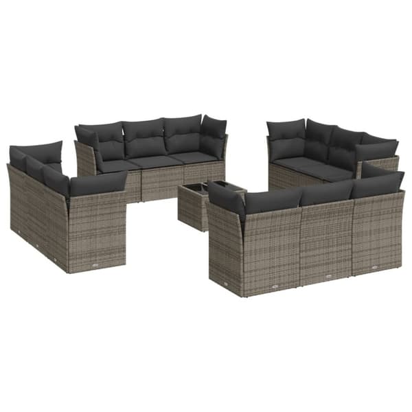 vidaXL sofasæt til haven 13 dele med hynder polyrattan grå