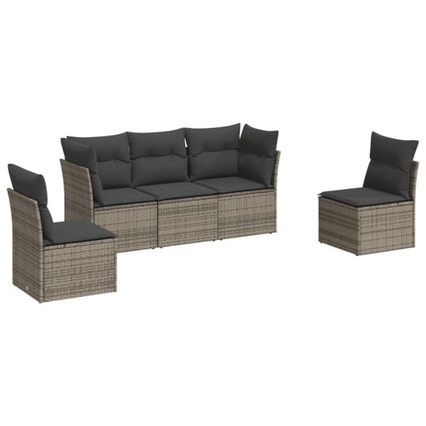 vidaXL sofasæt 5 dele med hynder polyrattan grå